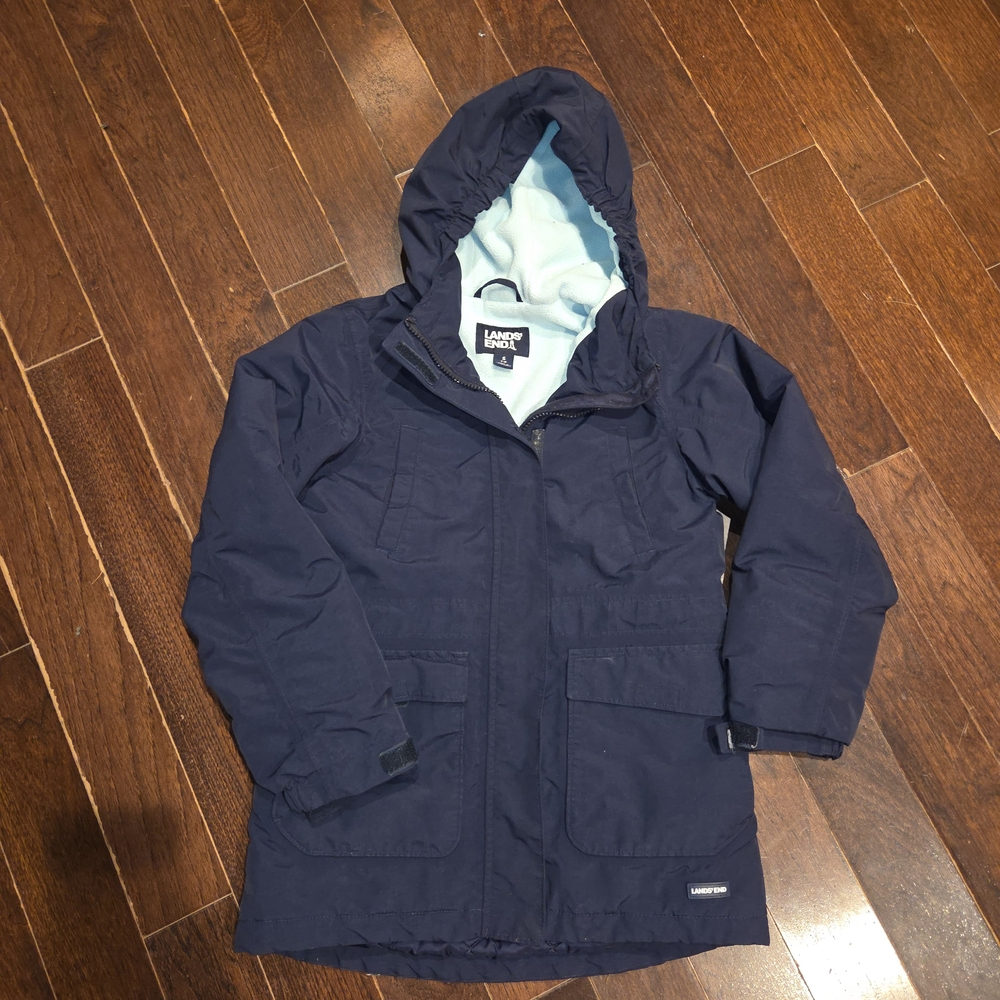 Lands' End Kids Puffer Jacket - Navy and Mint